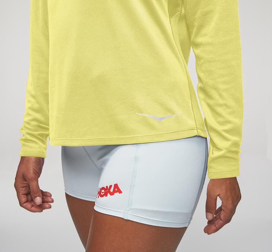 Top Hoka One One Mujer Amarillos - Performance Long Sleeve - AHXK73921